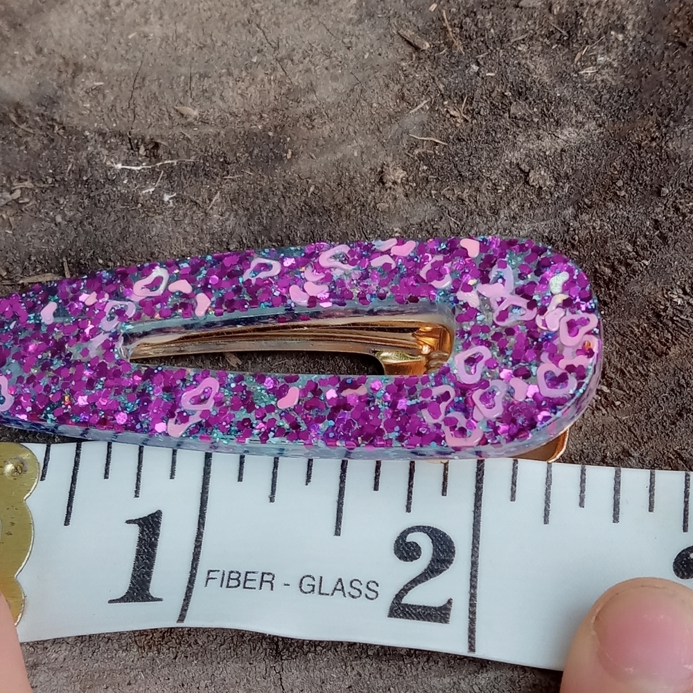 5/$25 Hand Crafted Purple Glitter Hair Clip - Picture 4 of 4
